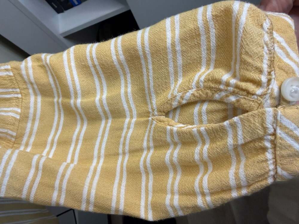 American Eagle Yellow Striped Tie-Front Button Down Shirt Size XL - Picture 4 of 5